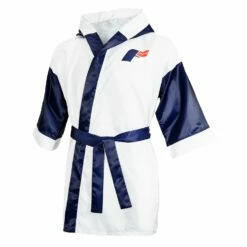 Fighting Full Length Robe -Boxing Equipment Sales Store FFLR WH BL 2