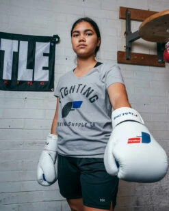 Fighting Women's Distressed V-Neck Tee -Boxing Equipment Sales Store FSWTS14GR 1