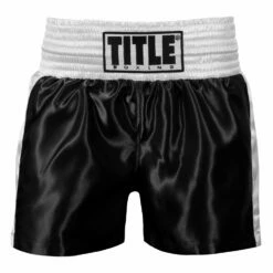 TITLE Boxing Professional Women’s Satin Striped Boxing Trunks -Boxing Equipment Sales Store TPBTW2 BK WH 2