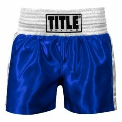 TITLE Boxing Professional Women’s Satin Striped Boxing Trunks -Boxing Equipment Sales Store TPBTW2 BL WH 2