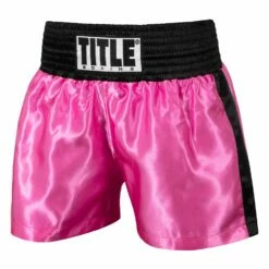 TITLE Boxing Professional Women’s Satin Striped Boxing Trunks -Boxing Equipment Sales Store TPBTW2 PK BK 1