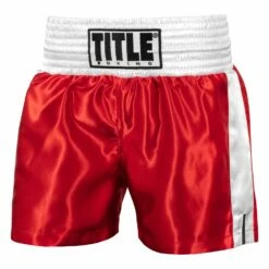 TITLE Boxing Professional Women’s Satin Striped Boxing Trunks -Boxing Equipment Sales Store TPBTW2 RD WH 1