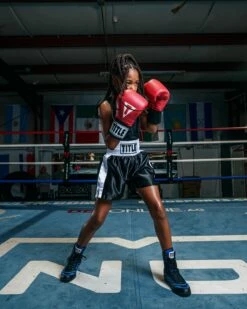 TITLE Boxing Professional Women’s Satin Striped Boxing Trunks -Boxing Equipment Sales Store TPBTW2BKWH 1