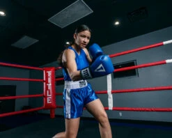 TITLE Boxing Professional Women’s Satin Striped Boxing Trunks -Boxing Equipment Sales Store TPBTW2BLWH 2