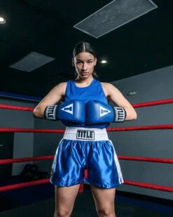 TITLE Boxing Professional Women’s Satin Striped Boxing Trunks -Boxing Equipment Sales Store TPBTW2BLWH 3