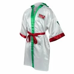 TITLE Boxing Pro Full Length Boxing Robe -Boxing Equipment Sales Store TSRFL2 RD WH GN 03