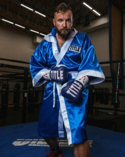 TITLE Boxing Pro Full Length Robe 3.0 -Boxing Equipment Sales Store TSRFL3BLWH 1