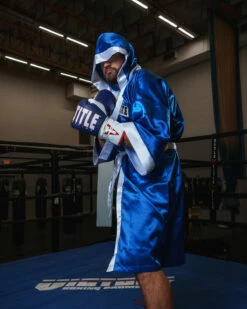 TITLE Boxing Pro Full Length Robe 3.0 -Boxing Equipment Sales Store TSRFL3BLWH 2
