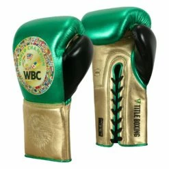 WBC By TITLE Boxing Green Belt Sparring Gloves -Boxing Equipment Sales Store WGBSG GN GD BK 2