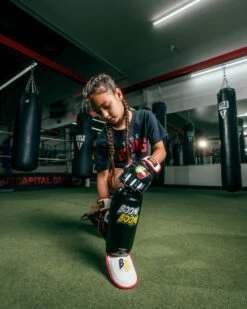 BOOM BOOM Boxing Bomber Youth Shin Guards -Boxing Equipment Sales Store bbbsgy y bk 1
