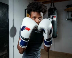 Fighting Force Leather Bag Gloves -Boxing Equipment Sales Store ftgfbg wh bl 1 2