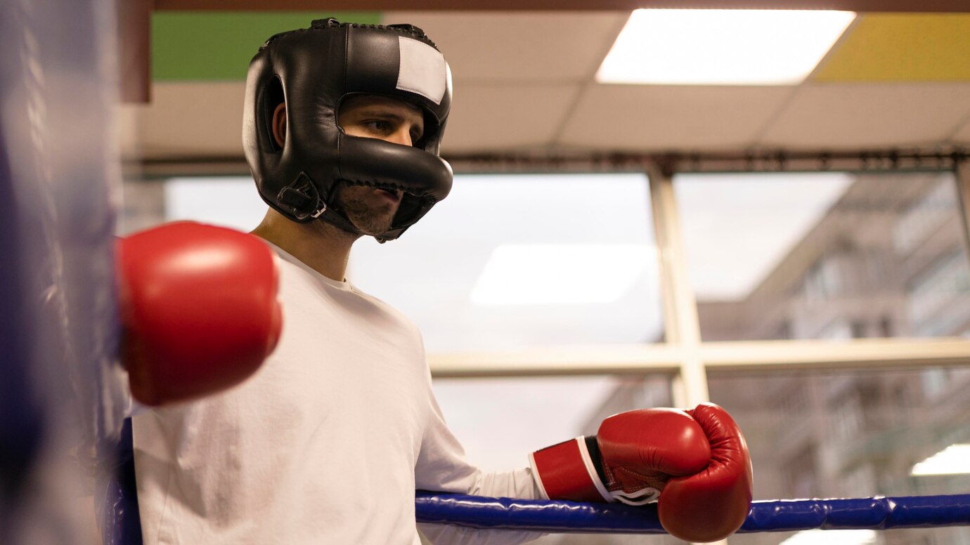 Front Page -Boxing Equipment Sales Store low angle male boxer with helmet gloves 23 2148759702
