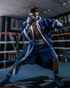 TITLE Boxing Pro Full Length Boxing Robe -Boxing Equipment Sales Store tsrfl2 blwh