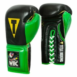 WBC By TITLE Boxing Sparring Gloves -Boxing Equipment Sales Store wbcsg bk gn 02