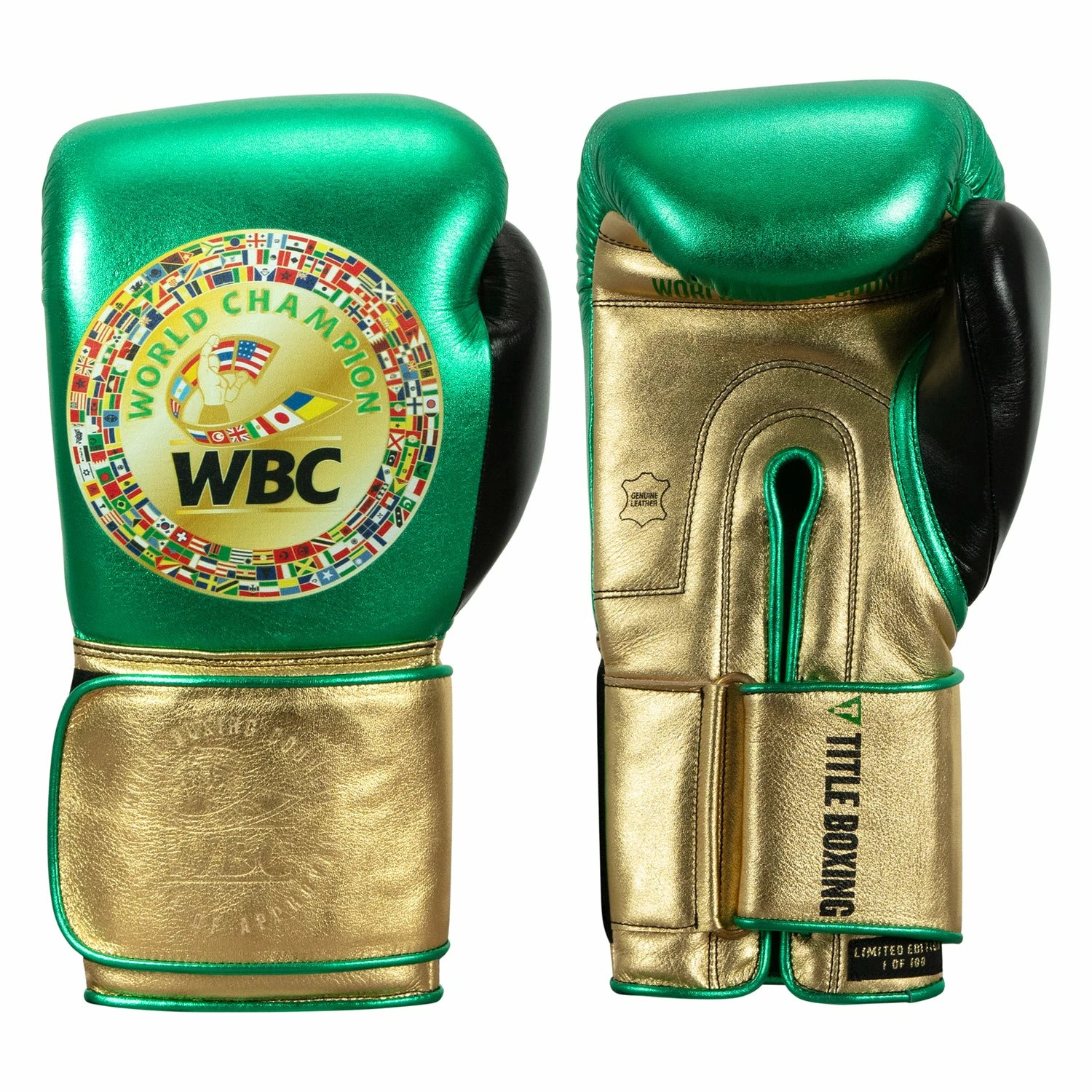 WBC By TITLE Boxing Green Belt Bag Gloves 6 WBC By TITLE Boxing Green Belt Bag Gloves - Image 6