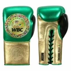 WBC By TITLE Boxing Green Belt Sparring Gloves -Boxing Equipment Sales Store wgbsg gn gd bk 1 1